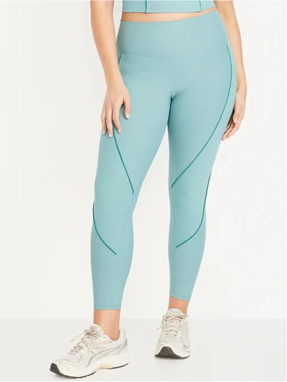 Old Navy High-Waisted PowerSoft Rib Mix 7/8 Leggings Size 2X in Luminous Blue